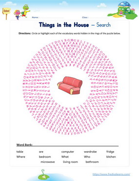 Things in the House Vocabulary, English Lesson